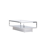 Paris Prix Table Basse Design En Verre "Maglehem" 130cm Argent