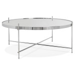 paris prix Table Basse Design en Verre "Rona" 83cm Chromé
