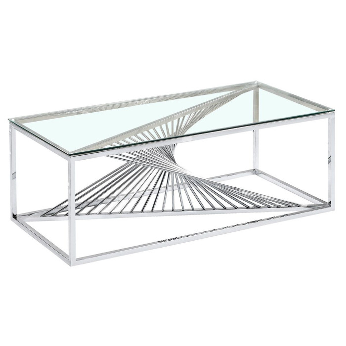 Paris Prix Table Basse Design En Verre "Tanya" 120cm Argent