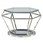 paris prix Table Basse Design "Ruby" 80cm Transparent & Argent