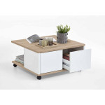 Paris Prix Table Basse Design "Volgan" 70cm Chêne & Blanc