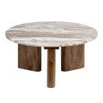 paris prix Table Basse en Marbre & Bois "Coppa" 91cm Beige
