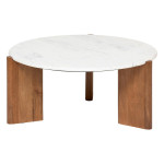 Paris Prix Table Basse En Marbre "Nanda" 91cm Naturel & Blanc