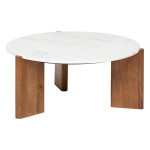 paris prix Table Basse en Marbre "Nanda" 91cm Naturel & Blanc