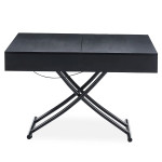 Paris Prix Table Basse Relevable "Lift" 120-190cm Noir Mat