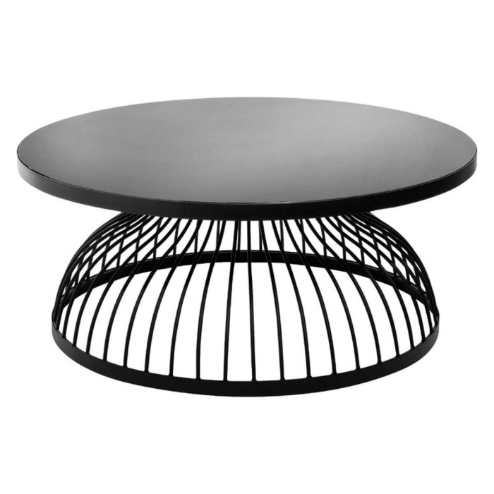 Paris Prix Table Basse Ronde Design "Kushi" 90cm Noir