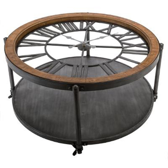 Paris Prix Table Basse Ronde En Métal "Chrono" 89cm Noir