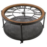 paris prix Table Basse Ronde en Métal "Chrono" 89cm Noir