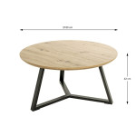 Paris Prix Table Basse Ronde "Miranda" 80cm Chêne & Noir