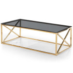 paris prix Table Basse Verre Design "Gladis" 120cm Or & Noir