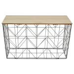 Paris Prix Table Coffre Pliable "Filaire" 80cm Gris & Naturel