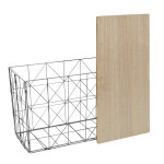 Paris Prix Table Coffre Pliable "Filaire" 80cm Gris & Naturel