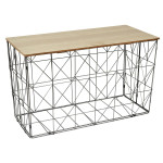 paris prix Table Coffre Pliable "Filaire" 80cm Gris & Naturel
