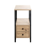 Paris Prix Table D'Appoint 2 Tiroirs "Miranda" 63cm Chêne & Noir