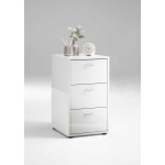 Paris Prix Table D'Appoint 3 Tiroirs Design "Gania" 62cm Blanc Laqué