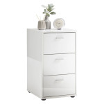 paris prix Table d'Appoint 3 Tiroirs Design "Gania" 62cm Blanc Laqué