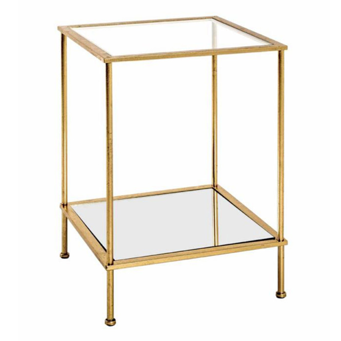 Paris Prix Table D'Appoint Carrée En Verre "Alizée" 55cm Or