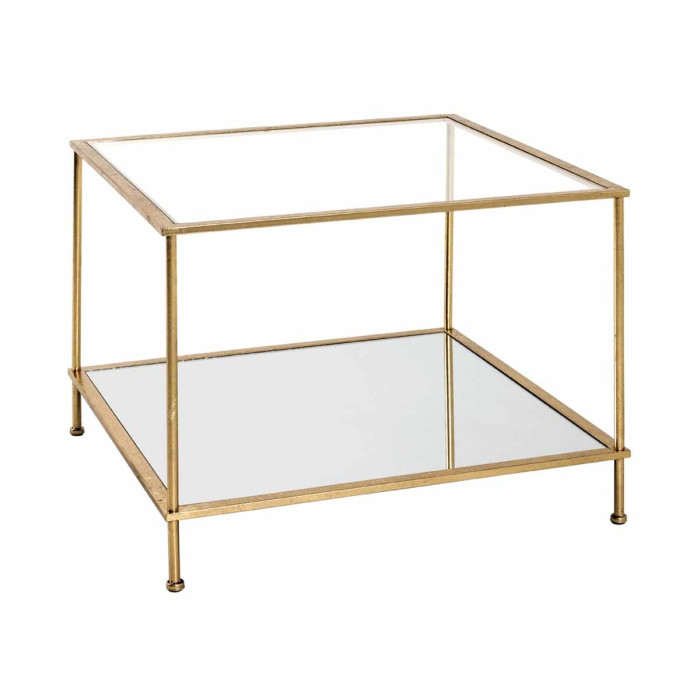Paris Prix Table D'Appoint Carrée En Verre "Alizée" 60cm Or