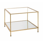 paris prix Table d'Appoint Carrée en Verre "Alizée" 60cm Or