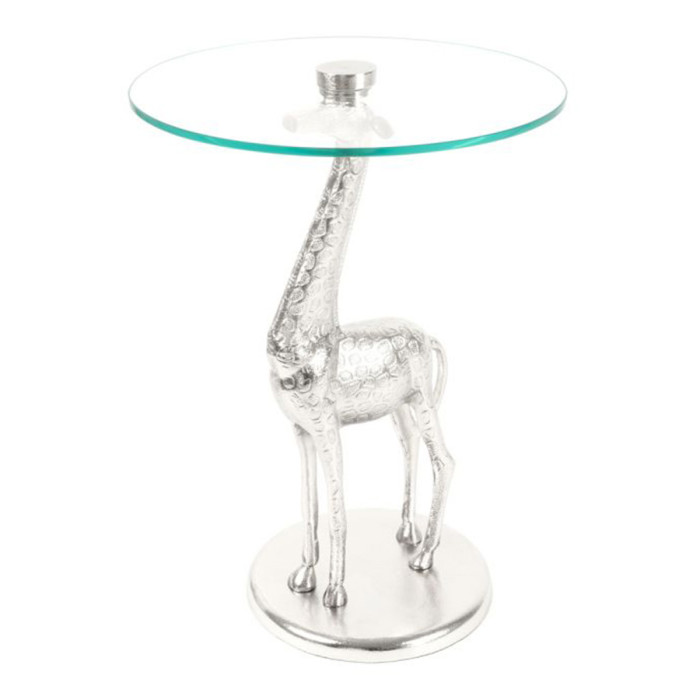 Paris Prix Table D'Appoint Design "Animality Girafe" 58cm Argent