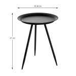 Paris Prix Table D'Appoint Design En Métal "Laqué" 47cm Noir