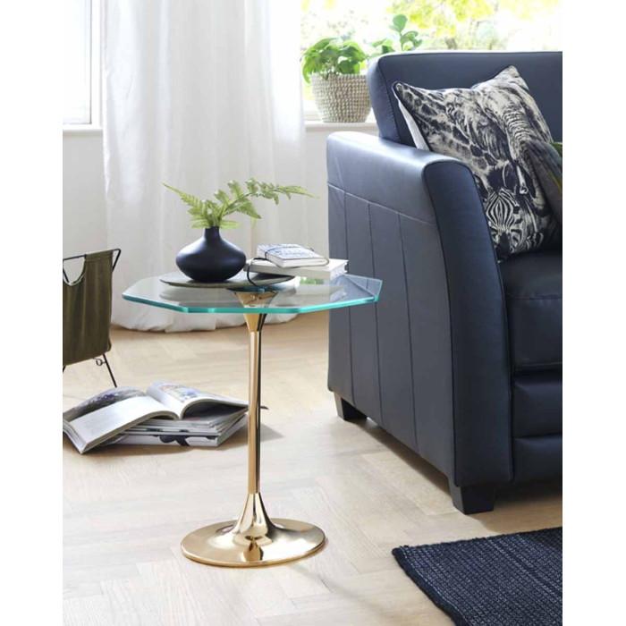 Paris Prix Table D'Appoint Design En Verre "Lya" 47cm Or