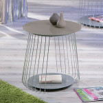 Paris Prix Table D'Appoint Design En Verre "Raza" 50cm Taupe