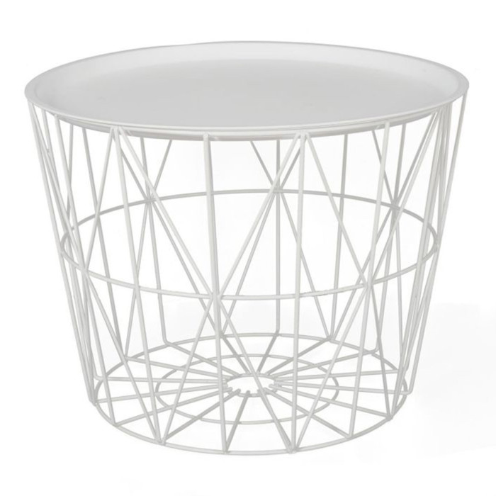 Paris Prix Table D'Appoint Design "Filaire" 52cm Blanc