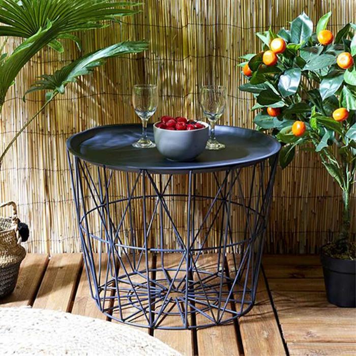 Paris Prix Table D'Appoint Design "Filaire" 52cm Gris