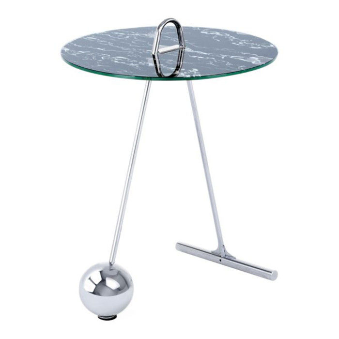 Paris Prix Table D'Appoint Design "Pendule" 60cm Argent & Noir