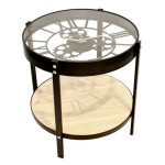 paris prix Table d'Appoint Design "Plateau Horloge" 40cm Noir