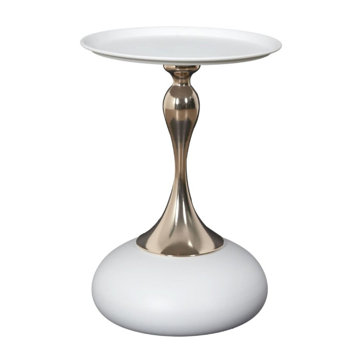 Paris Prix Table D'Appoint Design "Portebello" 54cm Blanc & Or