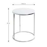 Paris Prix Table D'Appoint Design "Zano" 50cm Blanc & Argent