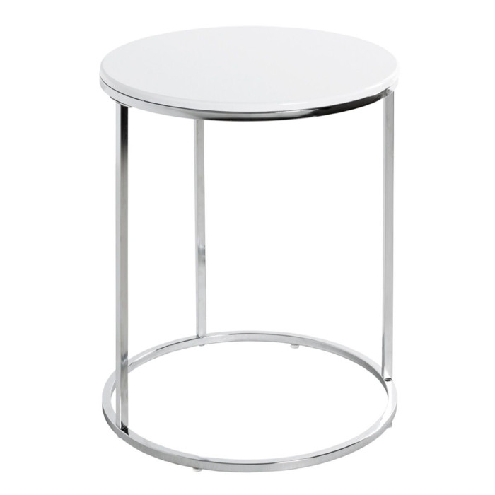 Paris Prix Table D'Appoint Design "Zano" 50cm Blanc & Argent