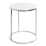 paris prix Table d'Appoint Design "Zano" 50cm Blanc & Argent