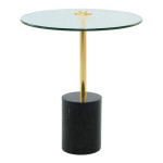 paris prix Table d'Appoint en Marbre "Rosario" 50cm Or & Noir