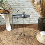 Paris Prix Table D'Appoint En Métal "Sienna" 50cm Gris