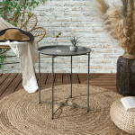 Paris Prix Table D'Appoint En Métal "Sienna" 50cm Vert Olive