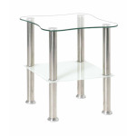 paris prix Table d'Appoint en Verre "Henia" 47cm Blanc