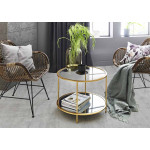 Paris Prix Table D'Appoint Ronde En Verre "Alizée" 60cm Or