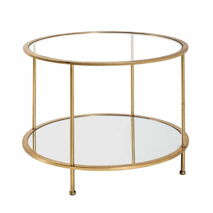 Paris Prix Table D'Appoint Ronde En Verre "Alizée" 60cm Or