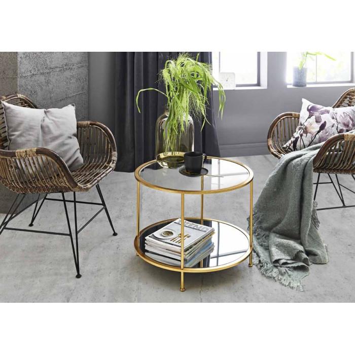 Paris Prix Table D'Appoint Ronde En Verre "Alizée" 60cm Or