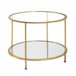 paris prix Table d'Appoint Ronde en Verre "Alizée" 60cm Or