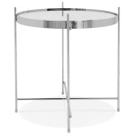 Paris Prix Table D'Appoint Ronde Pliable "Minois" 45cm Argent