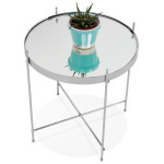 Paris Prix Table D'Appoint Ronde Pliable "Minois" 45cm Argent