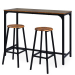 Paris Prix Table De Bar & 2 Tabourets "Maynard" 120cm Naturel & Noir