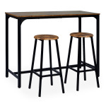 paris prix Table de Bar & 2 Tabourets "Maynard" 120cm Naturel & Noir