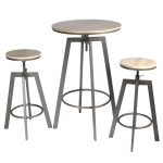 Paris Prix Table De Bar & 2 Tabourets "Réglables" 93cm Gris