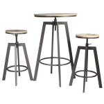 paris prix Table de Bar & 2 Tabourets "Réglables" 93cm Gris