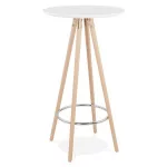 paris prix Table de Bar en Bois "Lizon" 110cm Blanc & Naturel
